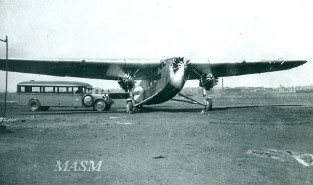Ford Trimotor And Passenger Bus