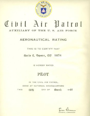 Marie Lepore Certificate CAP Pilot