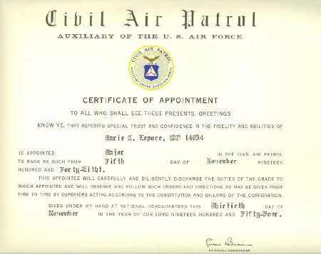 Marie Lepore Major Certificate