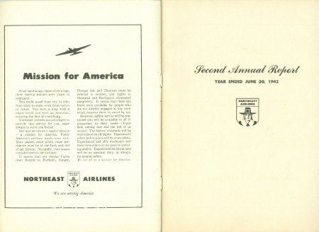 Northeast Airlines 2nd Annual Report 1942 Inside Cover Title Page