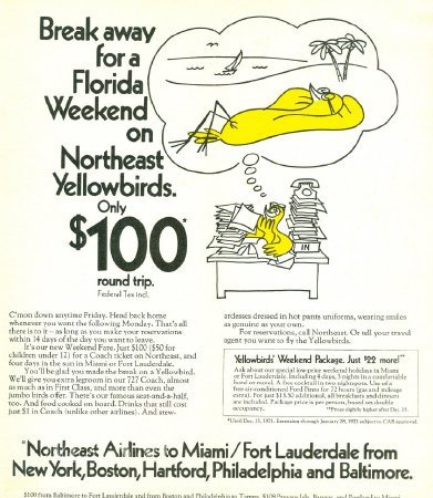 Northeast Airlines 1971 Yellowbird Ad